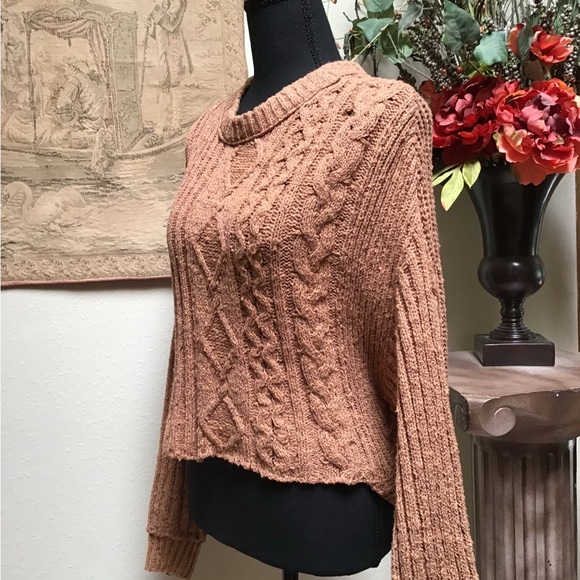 Free People Textured Knit Sweater in Warm Brown - Picture 2 of 7